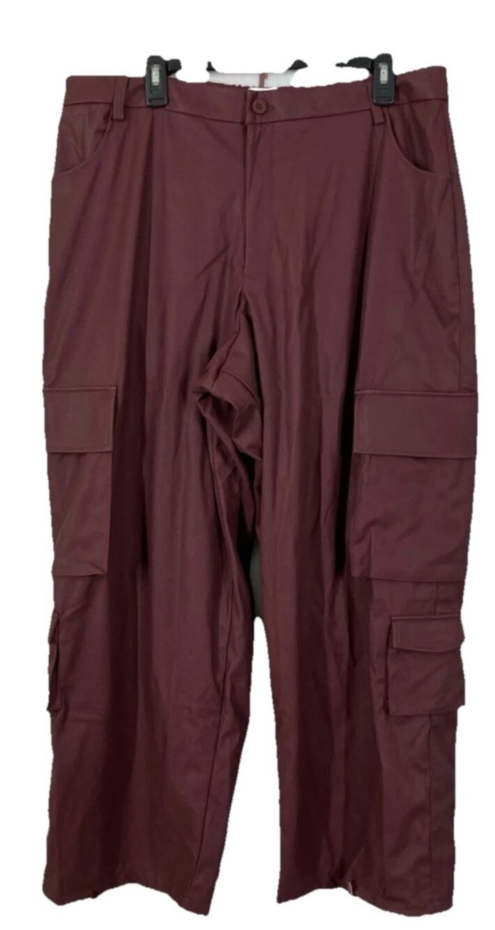 Terea by Andrea Pitter Women's Dark Cherry Faux Leather Pants Sport Medium NWT